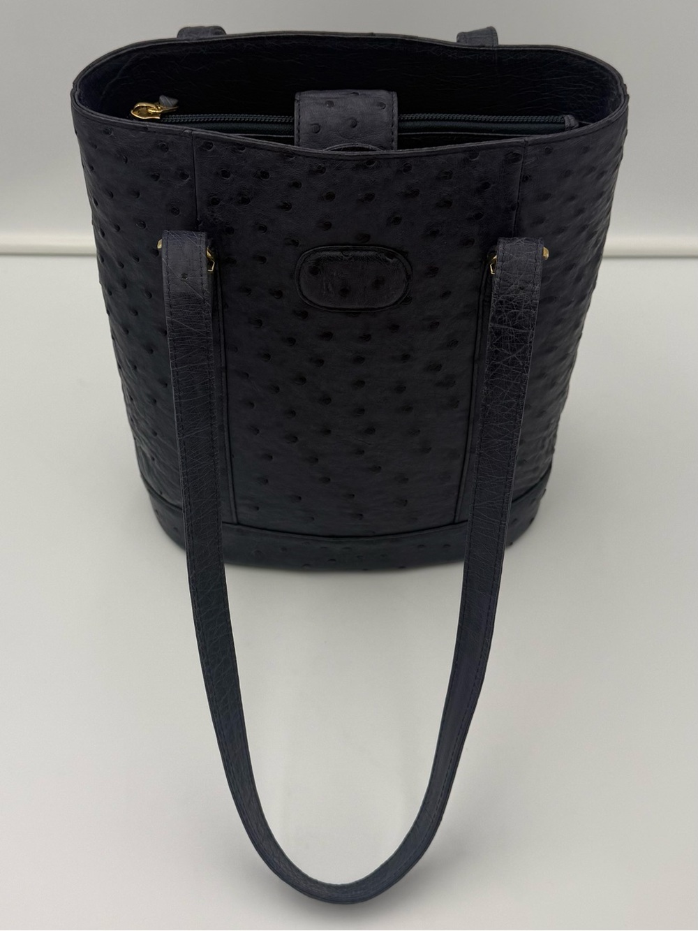 JRA • Blue Exotic Genuine OSTRICH Blue Bucket 24 Shoulder Bag - Made in JAPAN - Picture 2 of 16